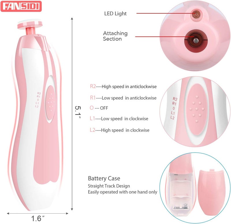 FANSIDI Baby Nail File Electric Nail Trimmer Safe Baby Nail Clippers Manicure Set - Image 2